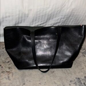 Elegant Black Leather Tote Bag